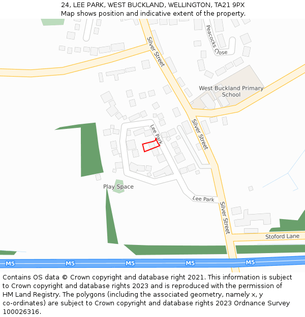 24, LEE PARK, WEST BUCKLAND, WELLINGTON, TA21 9PX: Location map and indicative extent of plot