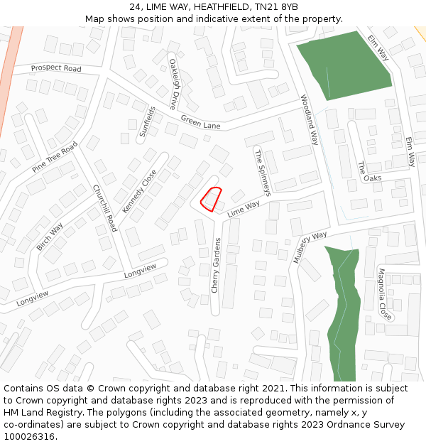 24, LIME WAY, HEATHFIELD, TN21 8YB: Location map and indicative extent of plot