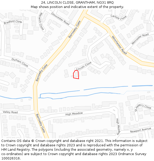 24, LINCOLN CLOSE, GRANTHAM, NG31 8RQ: Location map and indicative extent of plot