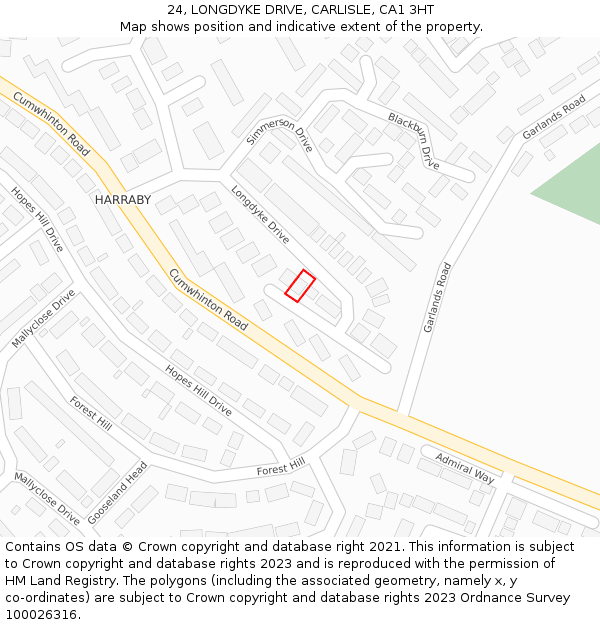24, LONGDYKE DRIVE, CARLISLE, CA1 3HT: Location map and indicative extent of plot