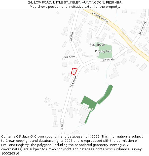 24, LOW ROAD, LITTLE STUKELEY, HUNTINGDON, PE28 4BA: Location map and indicative extent of plot