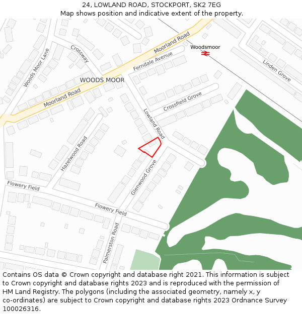 24, LOWLAND ROAD, STOCKPORT, SK2 7EG: Location map and indicative extent of plot