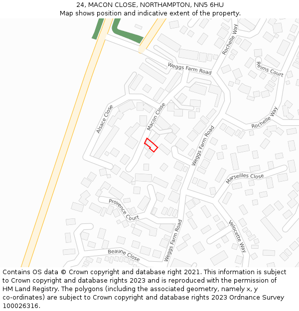 24, MACON CLOSE, NORTHAMPTON, NN5 6HU: Location map and indicative extent of plot