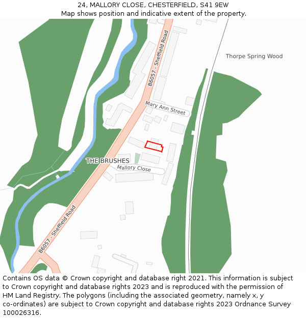 24, MALLORY CLOSE, CHESTERFIELD, S41 9EW: Location map and indicative extent of plot