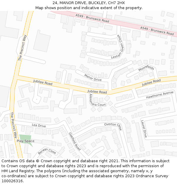 24, MANOR DRIVE, BUCKLEY, CH7 2HX: Location map and indicative extent of plot