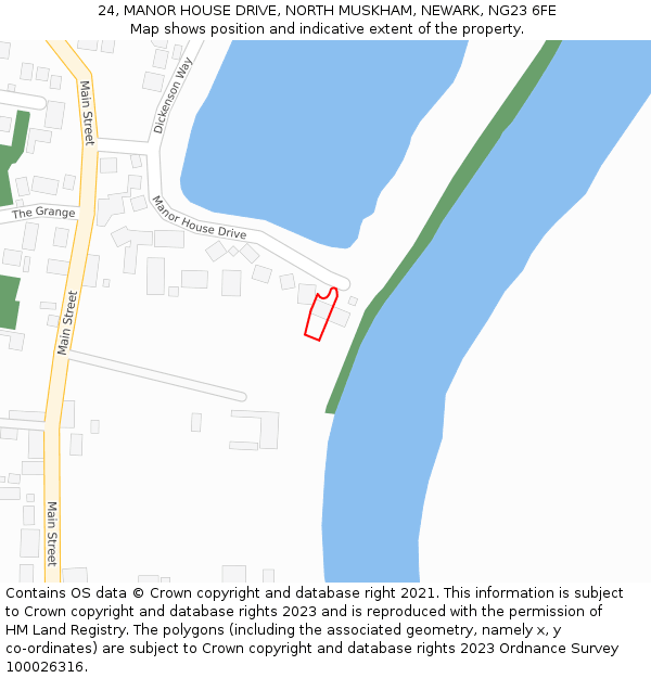 24, MANOR HOUSE DRIVE, NORTH MUSKHAM, NEWARK, NG23 6FE: Location map and indicative extent of plot