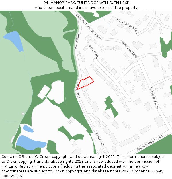 24, MANOR PARK, TUNBRIDGE WELLS, TN4 8XP: Location map and indicative extent of plot