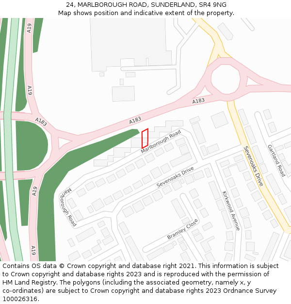 24, MARLBOROUGH ROAD, SUNDERLAND, SR4 9NG: Location map and indicative extent of plot