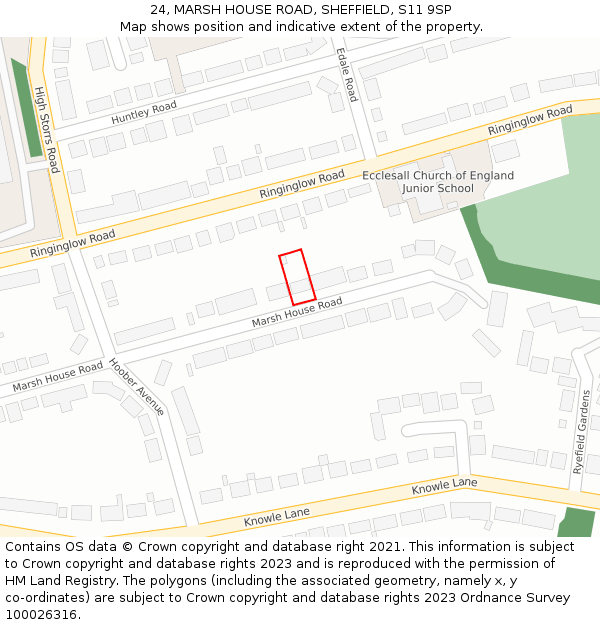 24, MARSH HOUSE ROAD, SHEFFIELD, S11 9SP: Location map and indicative extent of plot