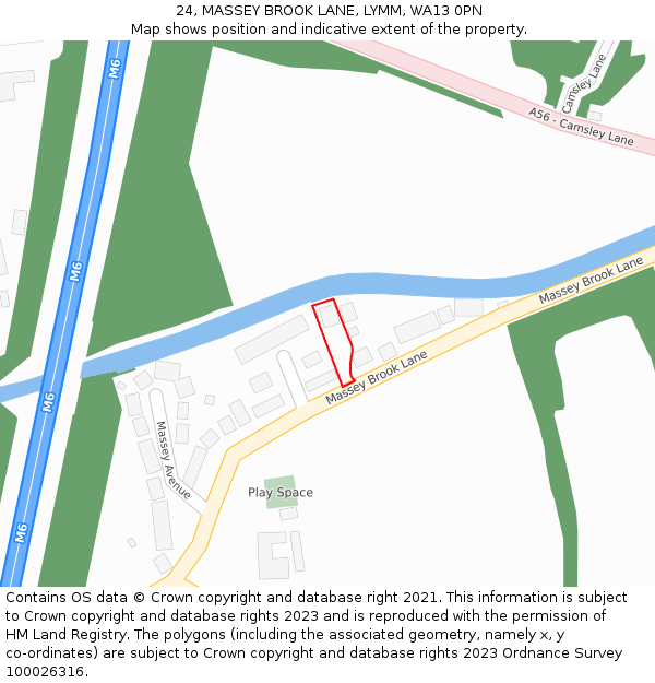 24, MASSEY BROOK LANE, LYMM, WA13 0PN: Location map and indicative extent of plot