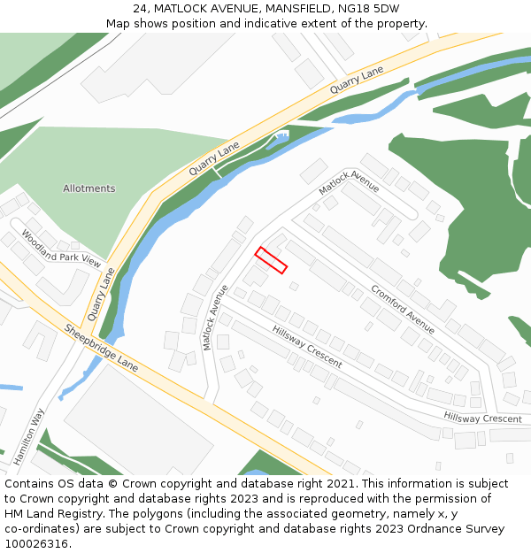24, MATLOCK AVENUE, MANSFIELD, NG18 5DW: Location map and indicative extent of plot