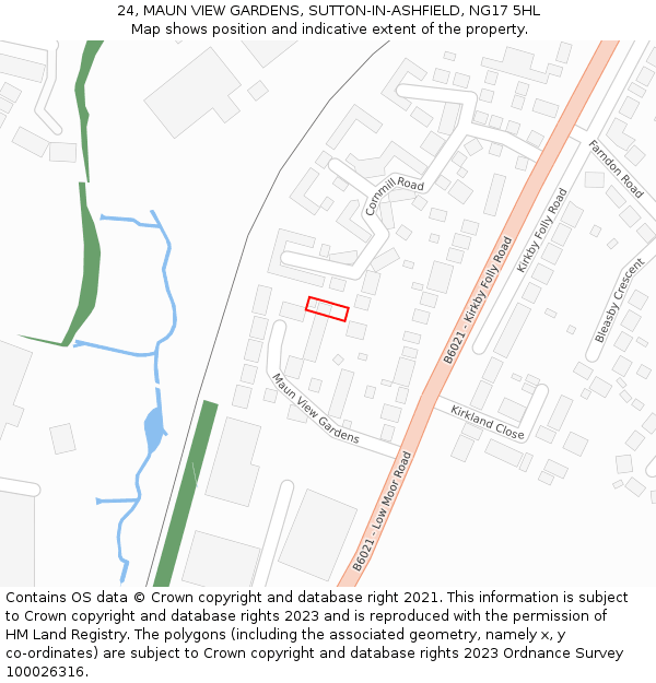 24, MAUN VIEW GARDENS, SUTTON-IN-ASHFIELD, NG17 5HL: Location map and indicative extent of plot