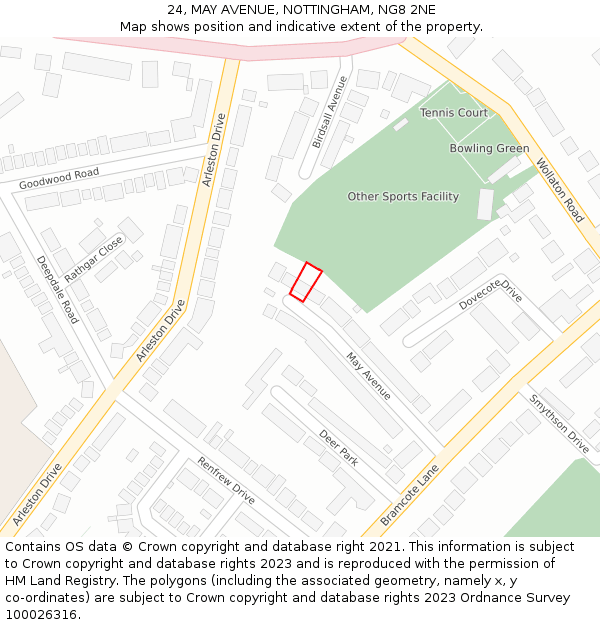 24, MAY AVENUE, NOTTINGHAM, NG8 2NE: Location map and indicative extent of plot