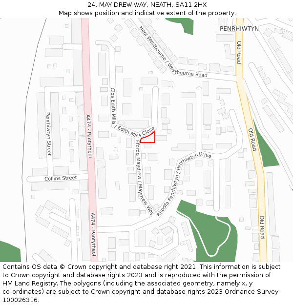 24, MAY DREW WAY, NEATH, SA11 2HX: Location map and indicative extent of plot