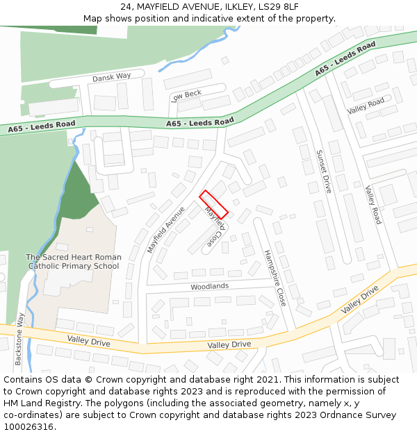 24, MAYFIELD AVENUE, ILKLEY, LS29 8LF: Location map and indicative extent of plot