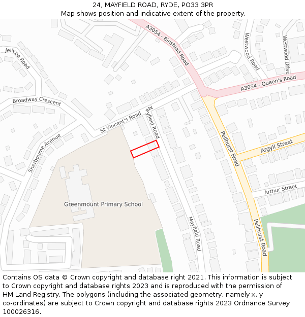 24, MAYFIELD ROAD, RYDE, PO33 3PR: Location map and indicative extent of plot