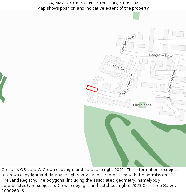 24, MAYOCK CRESCENT, STAFFORD, ST16 1BX: Location map and indicative extent of plot