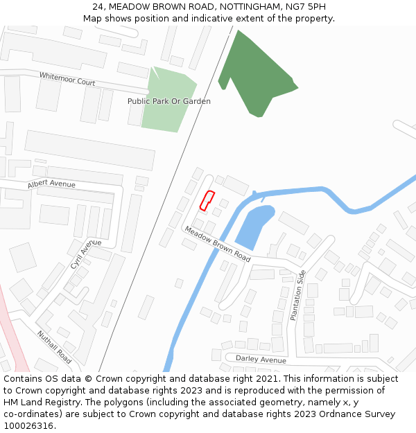 24, MEADOW BROWN ROAD, NOTTINGHAM, NG7 5PH: Location map and indicative extent of plot