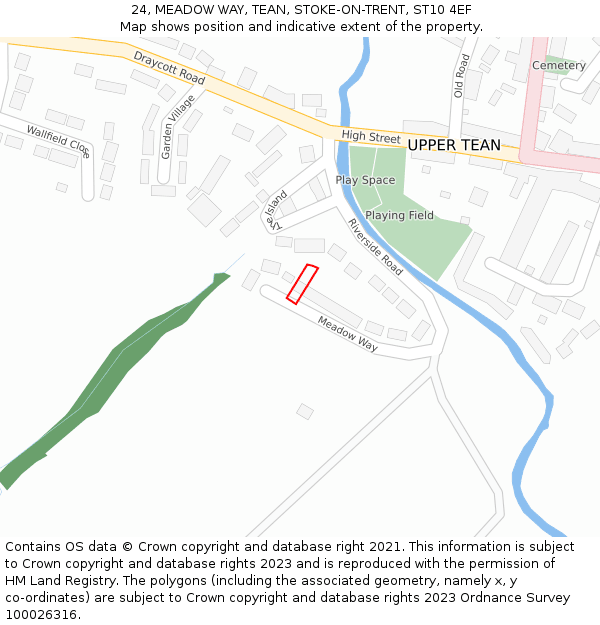 24, MEADOW WAY, TEAN, STOKE-ON-TRENT, ST10 4EF: Location map and indicative extent of plot