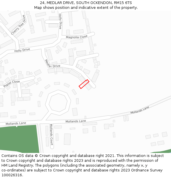 24, MEDLAR DRIVE, SOUTH OCKENDON, RM15 6TS: Location map and indicative extent of plot