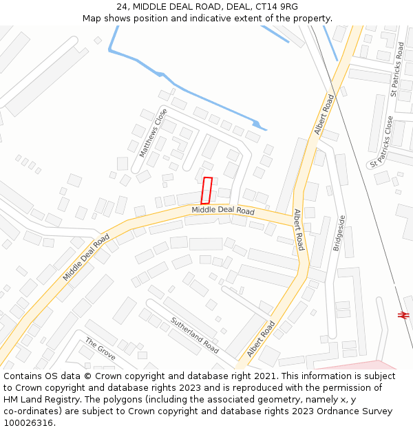 24, MIDDLE DEAL ROAD, DEAL, CT14 9RG: Location map and indicative extent of plot