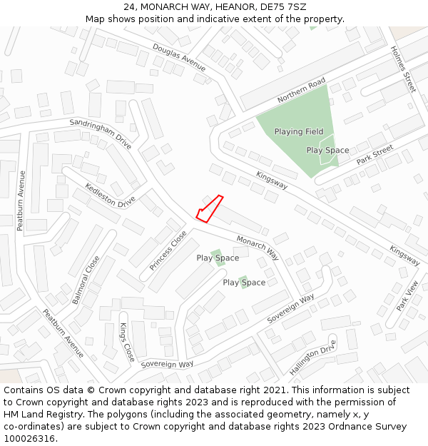 24, MONARCH WAY, HEANOR, DE75 7SZ: Location map and indicative extent of plot