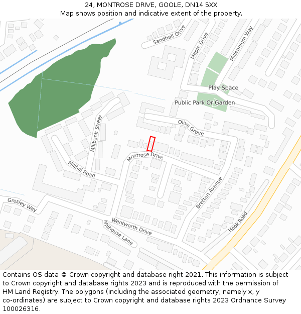 24, MONTROSE DRIVE, GOOLE, DN14 5XX: Location map and indicative extent of plot