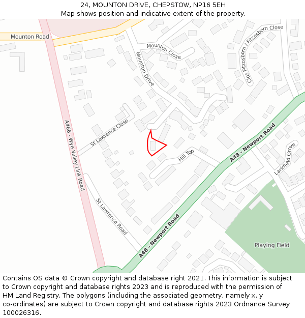 24, MOUNTON DRIVE, CHEPSTOW, NP16 5EH: Location map and indicative extent of plot