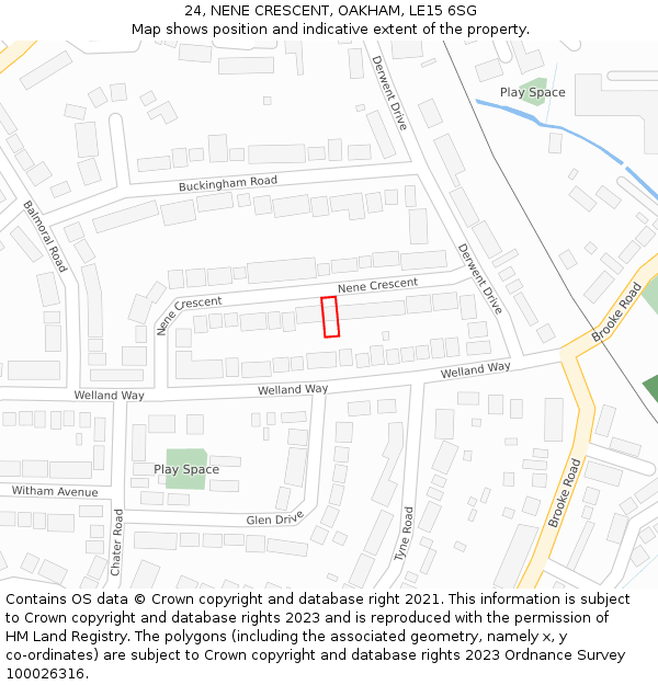 24, NENE CRESCENT, OAKHAM, LE15 6SG: Location map and indicative extent of plot