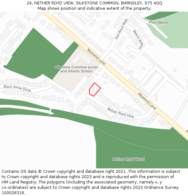 24, NETHER ROYD VIEW, SILKSTONE COMMON, BARNSLEY, S75 4QQ: Location map and indicative extent of plot