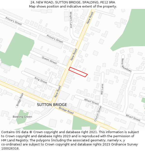 24, NEW ROAD, SUTTON BRIDGE, SPALDING, PE12 9RA: Location map and indicative extent of plot