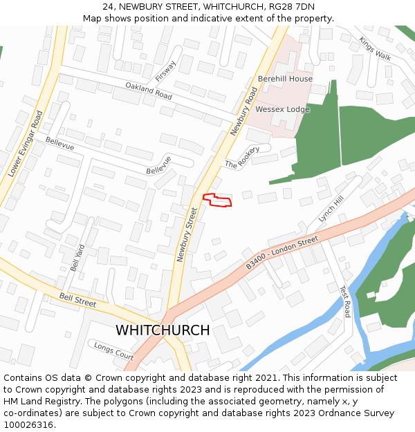 24, NEWBURY STREET, WHITCHURCH, RG28 7DN: Location map and indicative extent of plot
