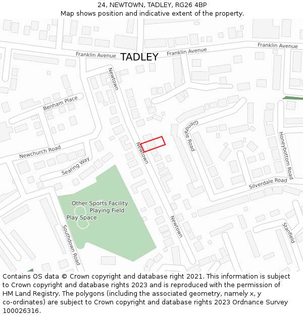 24, NEWTOWN, TADLEY, RG26 4BP: Location map and indicative extent of plot