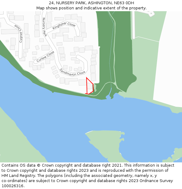 24, NURSERY PARK, ASHINGTON, NE63 0DH: Location map and indicative extent of plot