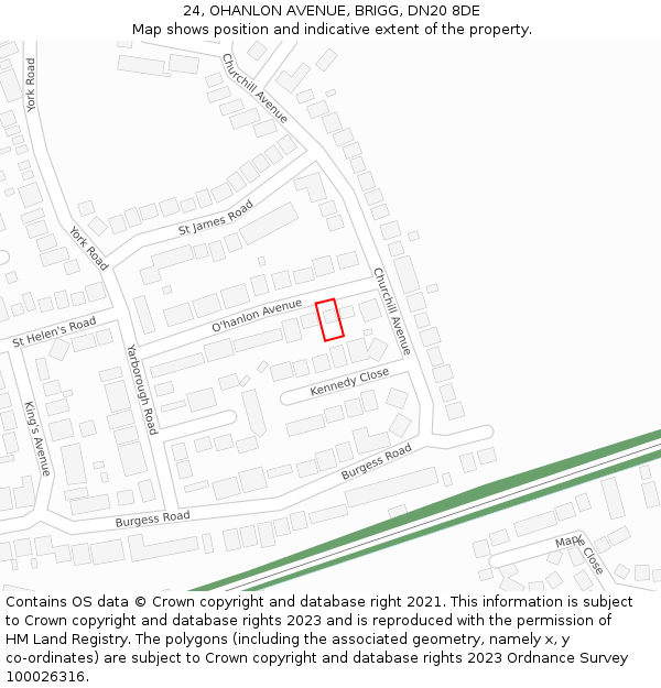 24, OHANLON AVENUE, BRIGG, DN20 8DE: Location map and indicative extent of plot