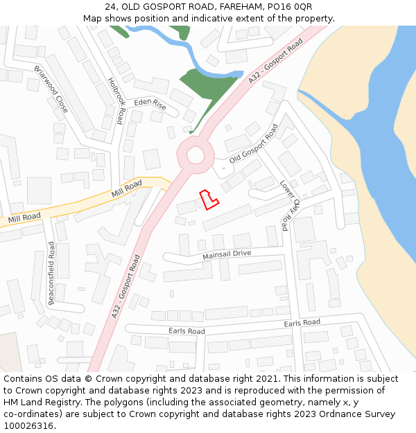 24, OLD GOSPORT ROAD, FAREHAM, PO16 0QR: Location map and indicative extent of plot