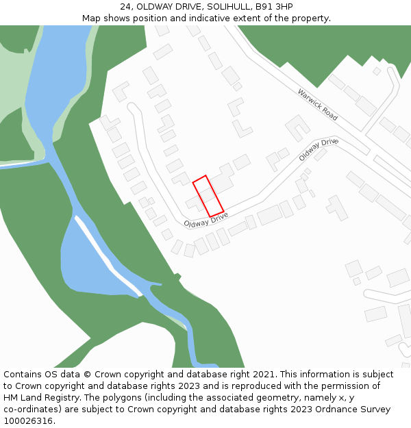 24, OLDWAY DRIVE, SOLIHULL, B91 3HP: Location map and indicative extent of plot