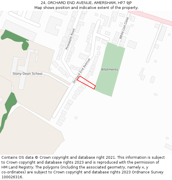 24, ORCHARD END AVENUE, AMERSHAM, HP7 9JP: Location map and indicative extent of plot