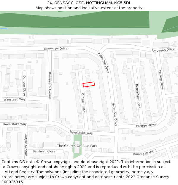 24, ORNSAY CLOSE, NOTTINGHAM, NG5 5DL: Location map and indicative extent of plot