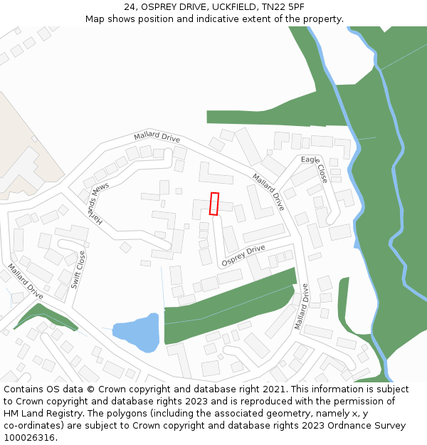 24, OSPREY DRIVE, UCKFIELD, TN22 5PF: Location map and indicative extent of plot