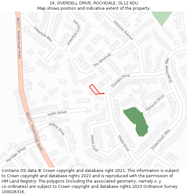 24, OVERDELL DRIVE, ROCHDALE, OL12 6DU: Location map and indicative extent of plot