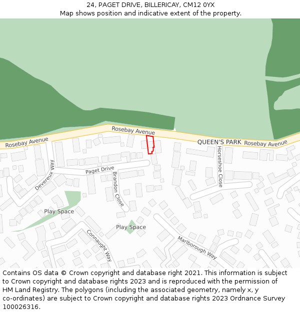 24, PAGET DRIVE, BILLERICAY, CM12 0YX: Location map and indicative extent of plot