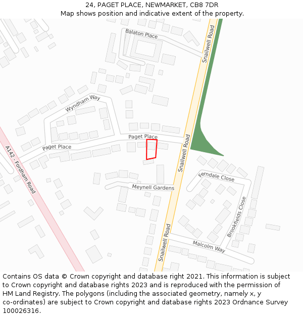 24, PAGET PLACE, NEWMARKET, CB8 7DR: Location map and indicative extent of plot