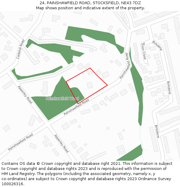 24, PAINSHAWFIELD ROAD, STOCKSFIELD, NE43 7DZ: Location map and indicative extent of plot