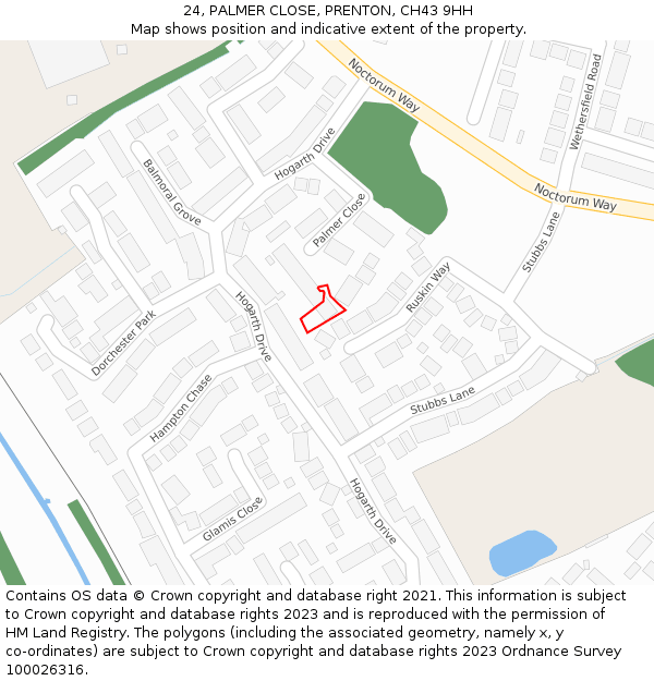 24, PALMER CLOSE, PRENTON, CH43 9HH: Location map and indicative extent of plot