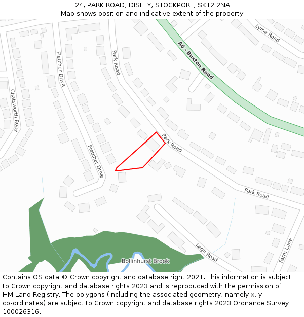 24, PARK ROAD, DISLEY, STOCKPORT, SK12 2NA: Location map and indicative extent of plot