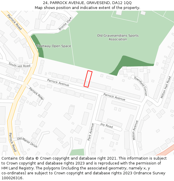24, PARROCK AVENUE, GRAVESEND, DA12 1QQ: Location map and indicative extent of plot