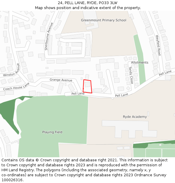 24, PELL LANE, RYDE, PO33 3LW: Location map and indicative extent of plot