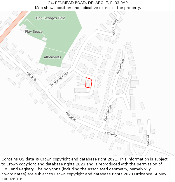 24, PENMEAD ROAD, DELABOLE, PL33 9AP: Location map and indicative extent of plot