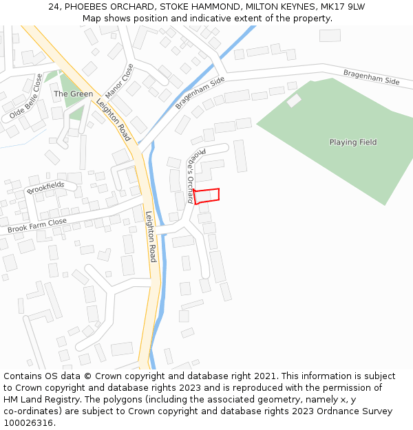 24, PHOEBES ORCHARD, STOKE HAMMOND, MILTON KEYNES, MK17 9LW: Location map and indicative extent of plot